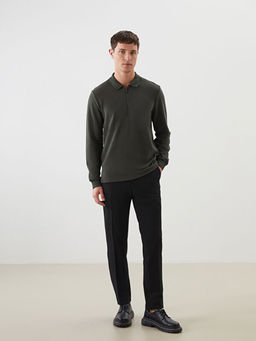 Polo Yaka Uzun Kollu Erkek Sweatshirt