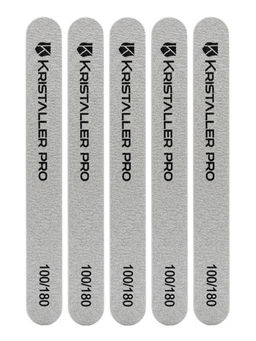 Kristaller Пилка маникюрная на деревянной основе тонкая, 100/180 грит, 17,8 см, 50 шт.