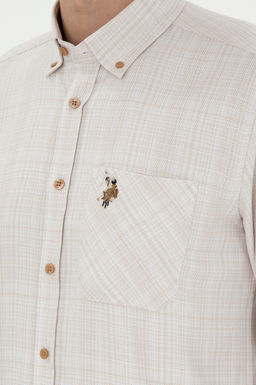 Мужская рубашка песочного цвета с длинным рукавом Неожиданная скидка в корзине - U.s. polo assn фото 7