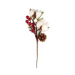 Blumentag VDD-38 Веточка декоративная с ягодами, шишкой и хлопком 6 х 1 шт. 21 см 01