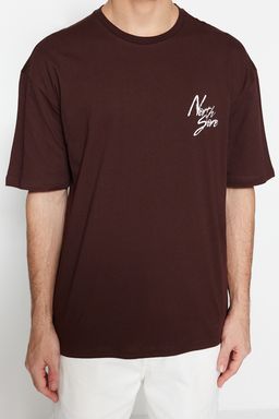 TRENDYOL MAN Bordo Oversize/Genis Kesim Bask?l? %100 Pamuklu T-Shirt TMNSS20TS1099 - Trendyolmilla фото 17