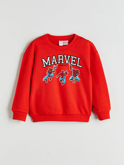 Bisiklet Yaka Spider-Man Bask?l? Erkek ?ocuk Sweatshirt