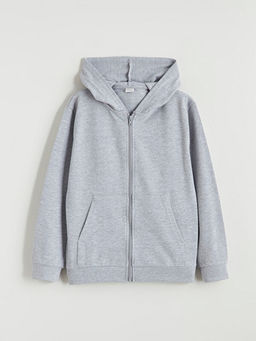 Kap??onlu Erkek ?ocuk Fermuarl? Sweatshirt