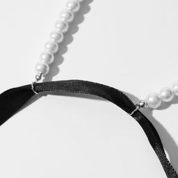 Чокер Новый стиль жемчужины с завязкой, цвет черно-белый 40 см - Queen fair фото 2