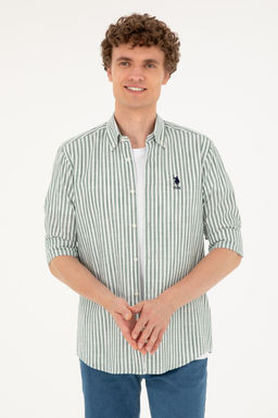 U. S. Polo Assn / Мужская рубашка цвета хаки с длинным рукавом