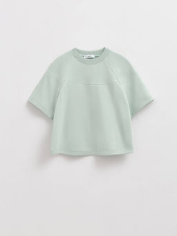 CONTE Футболка из футера со спущенной линией плеч и акцентными швами LD 2587 pastel green