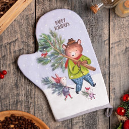 Цена за 2 шт. Варежка-прихватка Magic winter, 20×27 см, саржа, 100% хлопок, ватин 250 г/м²