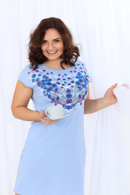 Сорочка Натали Аквамарин из хлопка с принтом  фото 13