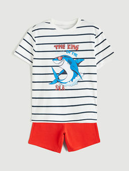 Bask?l? Erkek ?ocuk Ti??rt ve ?ort 2li