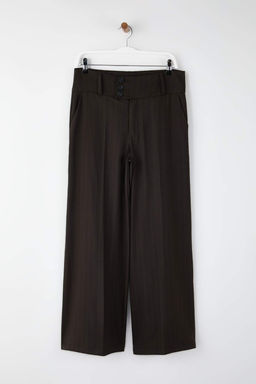 Kahverengi Cizgili Bel Detayl? Dokuma Pantolon TWOAW26PL00168 - Trendyolmilla фото 5