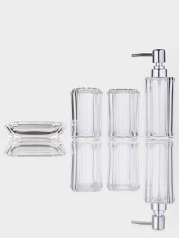 Набор для ванной «Кристалл», 4 предмета, дозатор, 2 стакана, мыльница