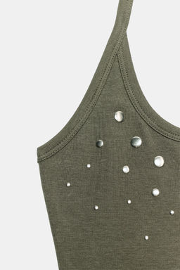 TOP HALTER TACHAS / Verde