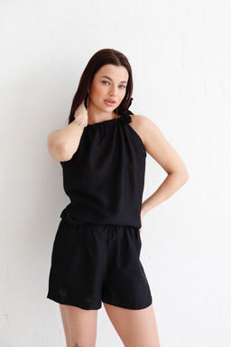 12587 Костюм из топа и шорт чёрный