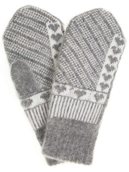 Варежки женские "Сердца и полосы" ПП 3246-1