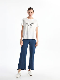 Bisiklet Yaka Bask?l? Kad?n Ti??rt