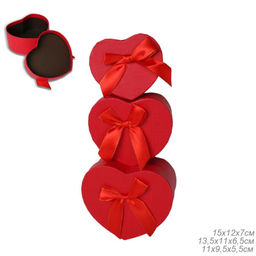 Коробка подарочная Сердце набор 3 штуки / 8513 /уп 96/