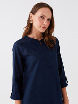 Ka??k Yaka Nak??l? Uzun Kollu Kad?n Bluz