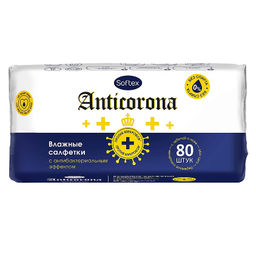 Влажные салфетки с антибактериальным эффектом SOFTEX "Anticorona", 80шт, Арт. SOF801