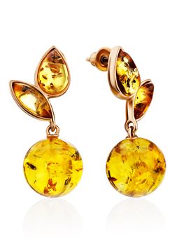 Красивые серьги с янтарём лимонного цвета Эдем