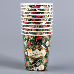 Цена за 10 шт. Стакан бумажный одноразовый С Новым годом - Страна карнавалия фото 3