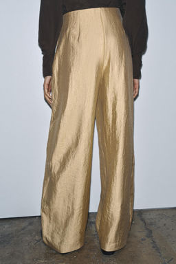 METALLIC PLEATED TROUSERS ZW COLLECTION - Zara фото 3