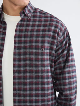 Regular Fit Uzun Kollu Ekose Gabardin Erkek G?mlek