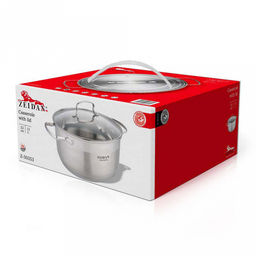 Zeidan Monaco Кастрюля из нержавеющей стали 13л, д32см, 5-и степовое капсулированное дно, стеклянная крышка, комбинированная полировка снаружи, зеркальная полировка внутри, подарочная упаковка (Китай) Подходит для всех видов плит, включая индукци - Домашняя мода фото 2