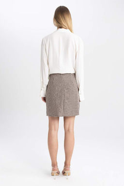 Мини-юбка А-силуэта в клетку на подкладке - Defacto фото 8