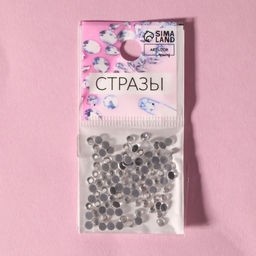 Цена за 5 шт. Стразы термоклеевые «Круг», стеклянные, d=3.2 мм, 100 шт., цвет серебряный