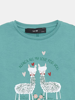 Bisiklet Yaka Bask?l? K?z ?ocuk Ti??rt