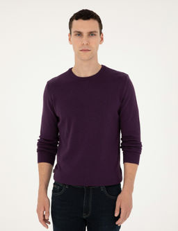 Mor Slim Fit Bisiklet Yaka Basic Triko Kazak - Pierre cardin фото 3