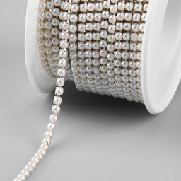Цепь с жемчугом, металл, пластик, 2 мм, SS6, 9±1 м, цвет молочный