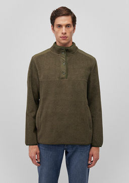 Dugme Detayl? Haki Sherpa Sweatshirt - Mavi фото 3