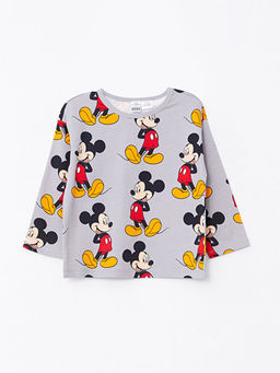 Bisiklet Yaka Uzun Kollu Mickey Mouse Bask?l? Erkek Bebek Pijama Tak?m - Waikiki фото 2