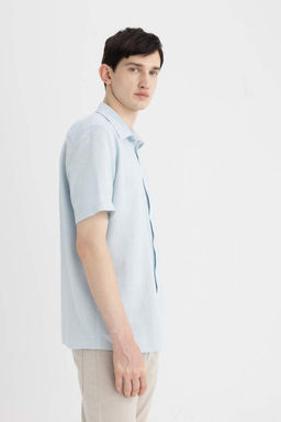 Хлопковая рубашка с короткими рукавами и воротником поло стандартного кроя - Defacto фото 8