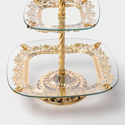 Этажерка-фруктовница квадратная Расцвет, 2 яруса, d=18/29 см, h=49 см, стекло - Simaland фото 4