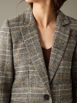 Ekose Kad?n Ka?e Blazer Ceket