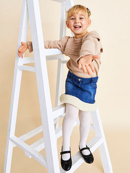 Beli Lastikli Basic K?z Bebek Jean Etek ve K?lotlu ?orap 2li Tak?m - Waikiki фото 2