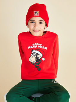 Bisiklet Yaka Nostaljik Maymun Bask?l? Y?lba?? Temal? Uzun Kollu Erkek ?ocuk Sweatshirt - Waikiki фото 2