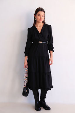 Martichelli Платье чёрное с многоярусной юбкой  фото 11