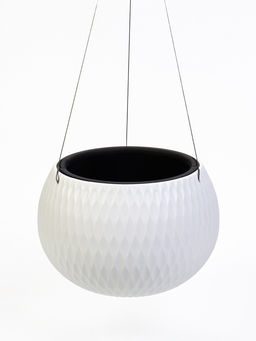Кашпо для цветов Жемчужина, 4 л, d=29 см, h=19.5 см, пластик, со вставкой, подвесное, белое