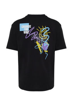 TRENDYOL MAN Siyah Oversize/Genis Kesim Yaz? Bask?l? %100 Pamuklu T-Shirt TMNSS21TS3438 - Trendyolmilla фото 12