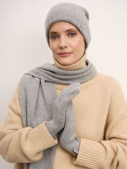 Варежки из кашемира 30128 серо-голубые