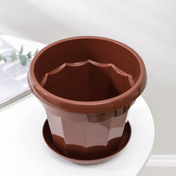Горшок для цветов с поддоном «Доляна. Эрика», 1.8 л, пластиковый, коричневый