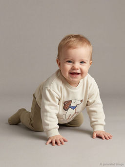 Bask?l? Erkek Bebek Sweatshirt ve E?ofman Alt?