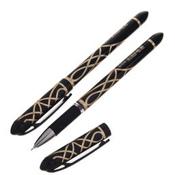 Цена за 12 шт. Ручка гелевая 0.5 мм, чёрный, корпус с узором, игольчатый пишущий узел