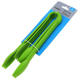 Щипцы кулинарные пластмассовые, набор 2 штуки: 20х3,5х4см; 25х3,5х5см, цвета микс (Китай)