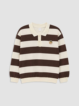 Polo Yaka ?izgili Erkek ?ocuk Sweatshirt