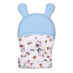 Прорезыватель-рукавичка Крошка Я «Зайка», от 3 мес., голубой/зеленый