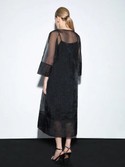 Платье миди из шифона с поясом - Emka фото 5